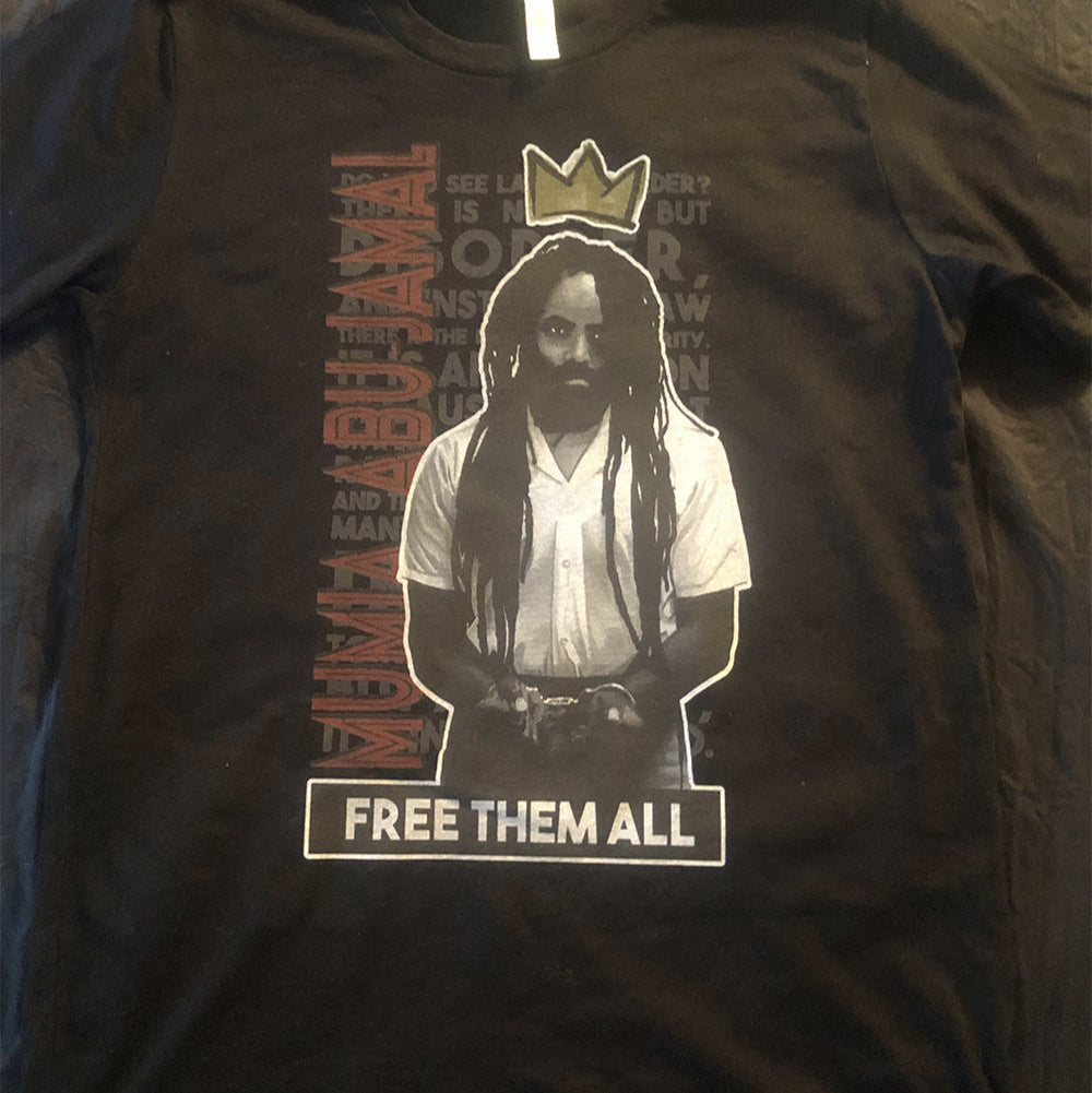 Tehuti Scrolls Free Them All: Mumia Abu-Jamal Tribute Shirt v1